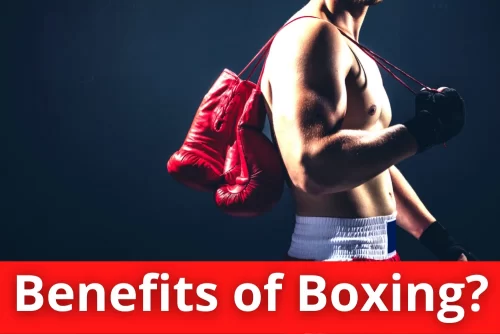benefits of boxing : A boxer with the pair of red boxing gloves.