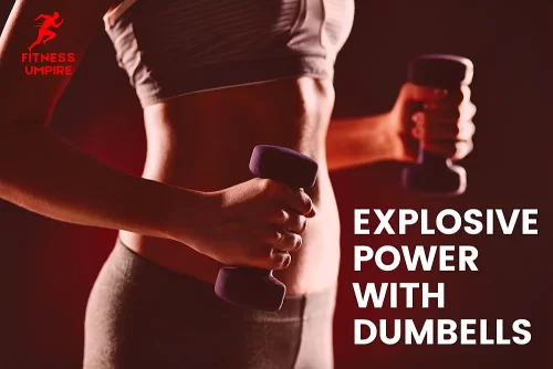Girl is holding dumbbells to punch in the air to perform dumbbells punching