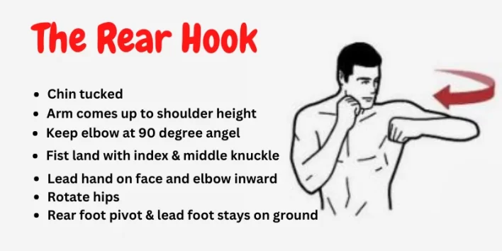 The rear hook demonstration as a Basic punch in boxing 